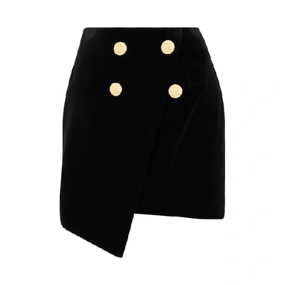 Shop Balmain Black Velvet Mini Skirt