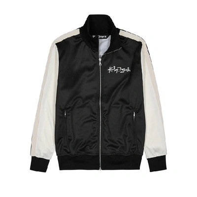 Shop Palm Angels Desert Skull Printed Satin-jersey Track Jacket In Black And White