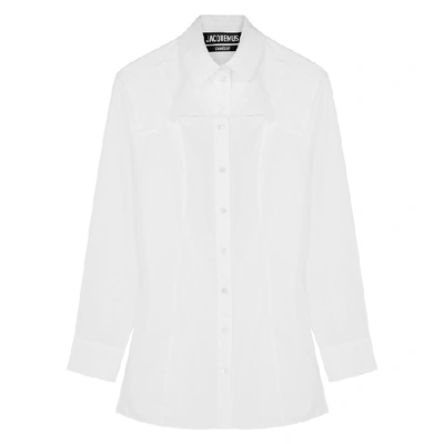 Shop Jacquemus La Chemise Sauge Cut-out Cotton Shirt In White