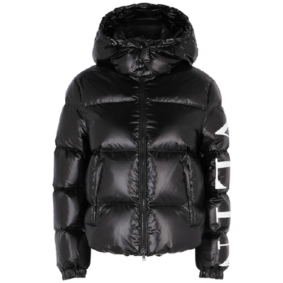 Shop Valentino Vltn Black Quilted Shell Jacket In Black And White