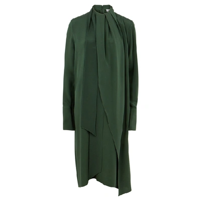 Shop Loewe Lavalliere Green Silk Crepe De Chine Dress In Dark Green