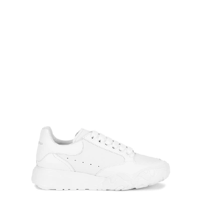 Shop Alexander Mcqueen Oversized Court White Leather Sneakers