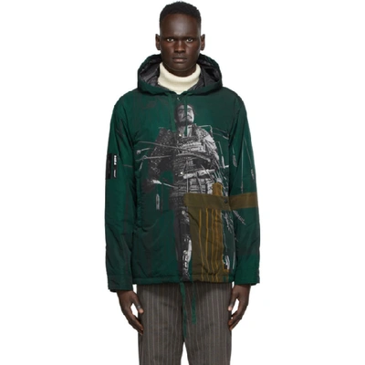 Shop Undercover Multicolor Throne Of Blood Printed Jacket In Green Base