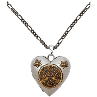 Shop Alexander Mcqueen Silver Long Heart Necklace In 8520 Sil/go