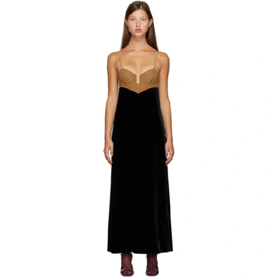 Shop Gucci Brown Velvet Bustier Dress In 2107 Brown