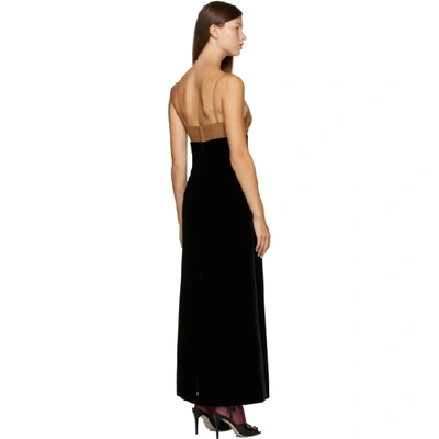 Shop Gucci Brown Velvet Bustier Dress In 2107 Brown