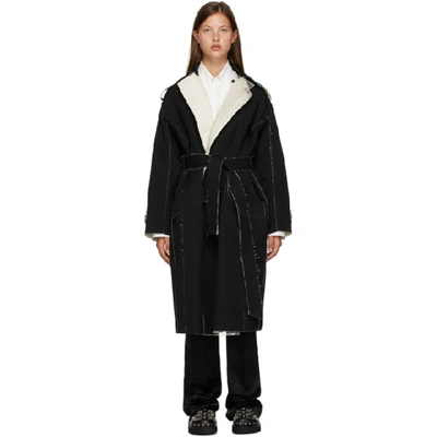 Shop Toga Black Wool Trench Coat In 26 Black