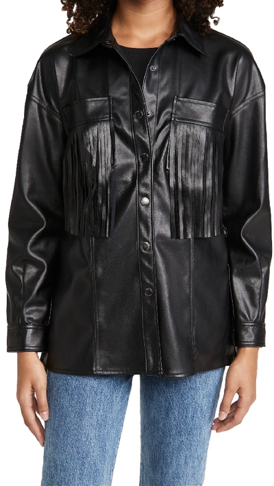 Shop Blank Denim Vegan Leather Fringe Jacket In Lonestar