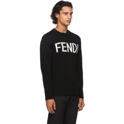 Shop Fendi Black Logo Wool Sweater In F0qa1 Black