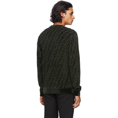 Shop Fendi Green Velour 'forever ' Sweatshirt In F0gz4 Green
