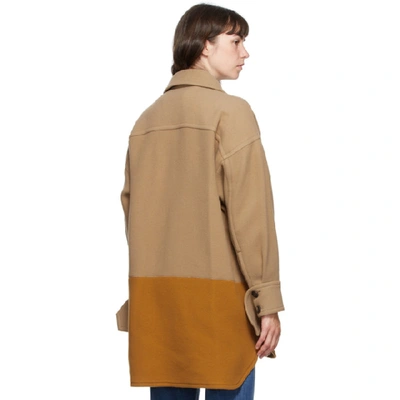 Shop Chloé Chloe Brown Wool Color Block Jacket In 26a Wornbro