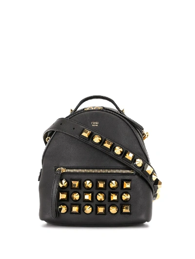 Pre-owned Fendi Oversized Stud Crossbody Bag In Black