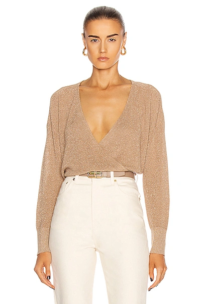 Shop L Agence Blair Crossover Pullover In Biscotti