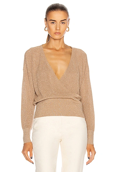 Shop L Agence Blair Crossover Pullover In Biscotti