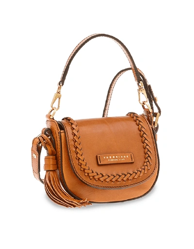 Shop The Bridge Handbags Small Genuine Leather Murakami Shoulder Bag In Cognac