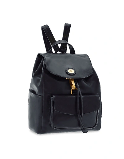 Shop The Bridge Handbags Story Donna Genuine Leather Backpack W/front Pocket In Black