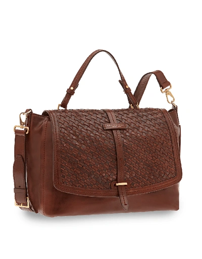 Shop The Bridge Designer Handbags Salinger Genuine Leather Dual Function Top-handle Bag In Marron