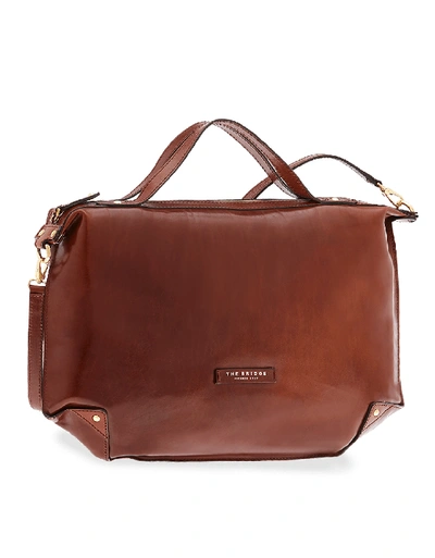 Shop The Bridge Designer Handbags Genuine Leather Unica Bag In Marron