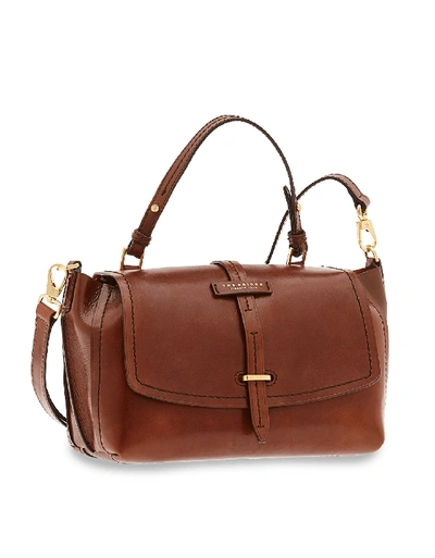 Shop The Bridge Designer Handbags Dalston Genuine Leather Satchel Bag In Marron