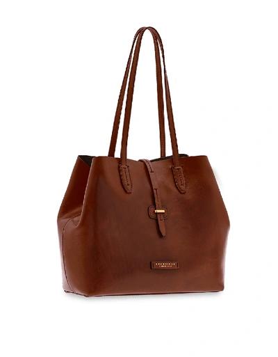 Shop The Bridge Designer Handbags Dalston Genuine Leather Tote Bag In Marron