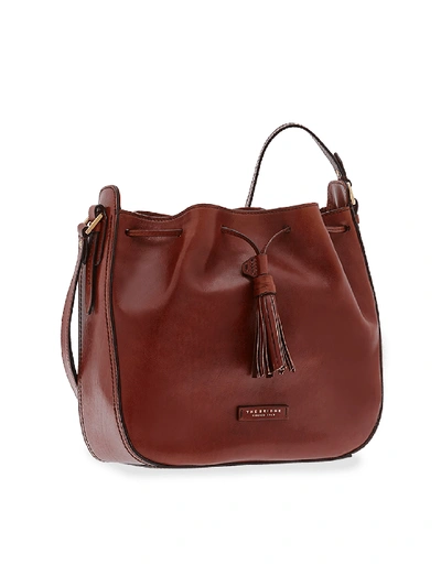 Shop The Bridge Designer Handbags Florentin Genuine Leather Bucket Bag In Marron
