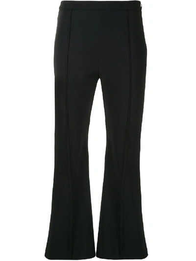 Shop Adam Lippes Bonded Flared Leg Trousers In Black