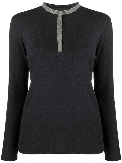 Shop Fabiana Filippi Embellished-trim Knitted Top In Black