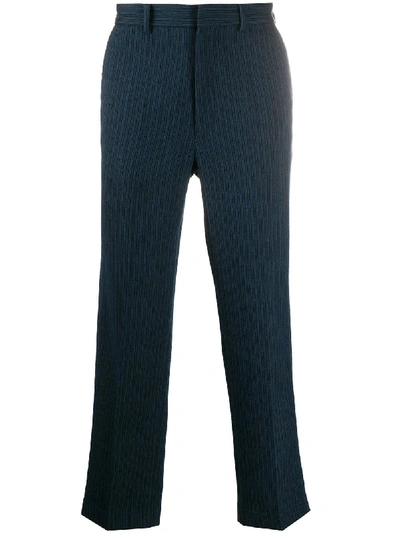 Shop Viktor & Rolf Stripe-print Straight Trousers In Blue