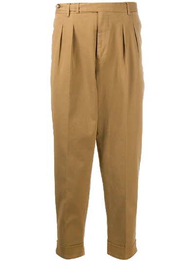 Shop Pt01 Pleat-front Cropped Trousers In Neutrals