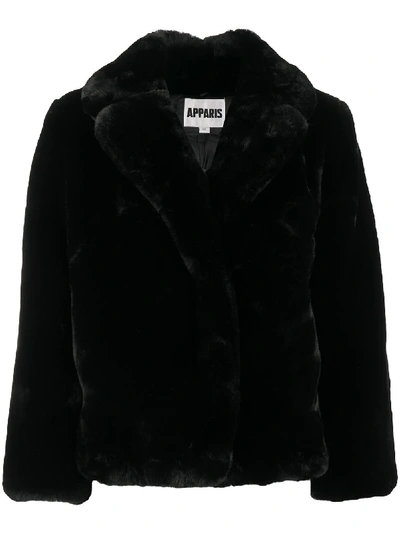 Shop Apparis Manon Oversized Faux-fur Jacket In Black