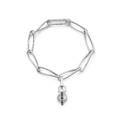 Shop Missoma Pave Sphere Twisted Link Chain Bracelet Silver Plated/black Spinel