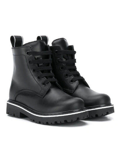 Shop Dsquared2 Contrast Stripe Lace-up Boots In Black
