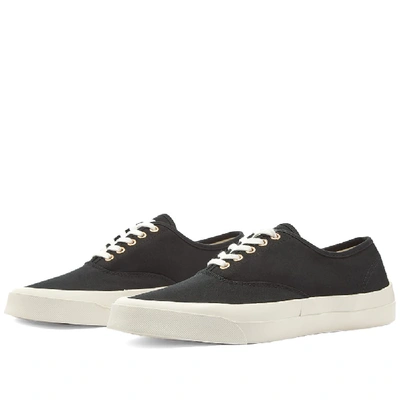 Shop Maison Kitsuné Canvas Laced Sneaker In Black