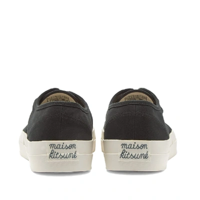 Shop Maison Kitsuné Canvas Laced Sneaker In Black