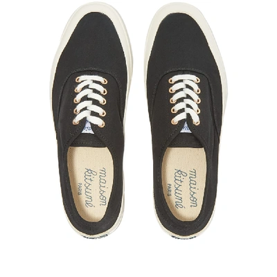 Shop Maison Kitsuné Canvas Laced Sneaker In Black