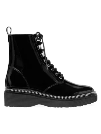 Shop Michael Michael Kors Haskell Patent Leather Combat Boots In Black