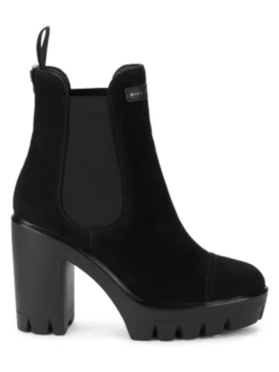 Shop Giuseppe Zanotti Women's Tonix Lug-sole Suede Platform Boots In Nero Ginto