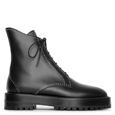 Shop Alaïa Lace-up Leather Ankle Boots