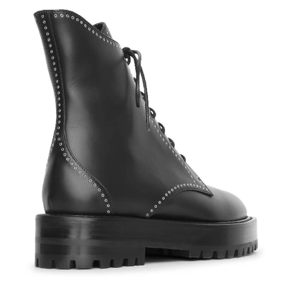 Shop Alaïa Lace-up Leather Ankle Boots