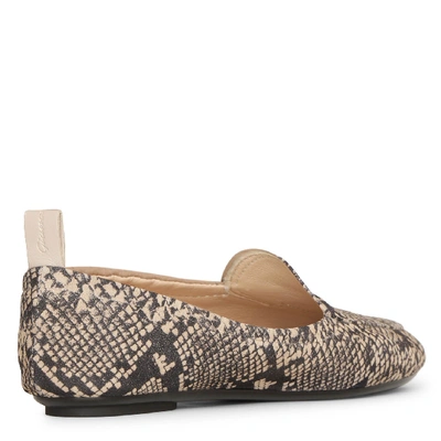 Shop Gianvito Rossi Snake Print Suede Loafers