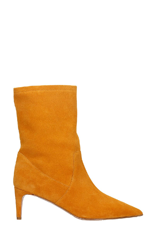 orange suede ankle boots