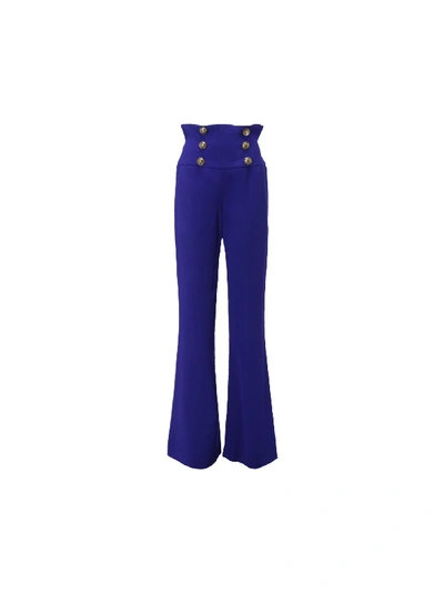 Shop Balmain Pants In Bleu Saphir