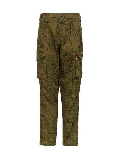Shop Givenchy Cargo Cotton Trousers With Astral Pattern In Green