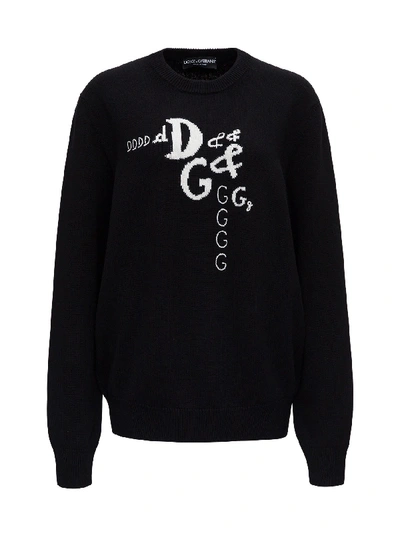 Shop Dolce & Gabbana Sweater With Embroidered Logo In Black