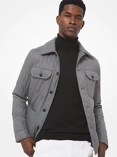 Shop Michael Kors Quilted Shirt Jacket In Grey