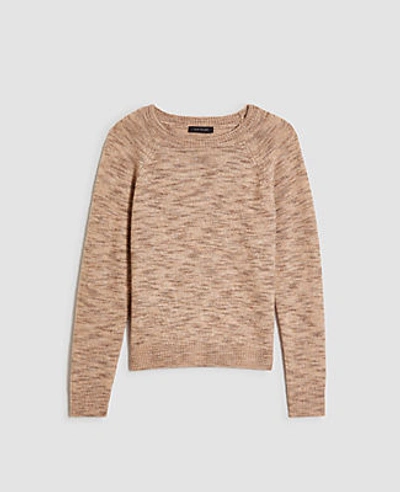Shop Ann Taylor Marled Crew Neck Sweater In Sweet Almond