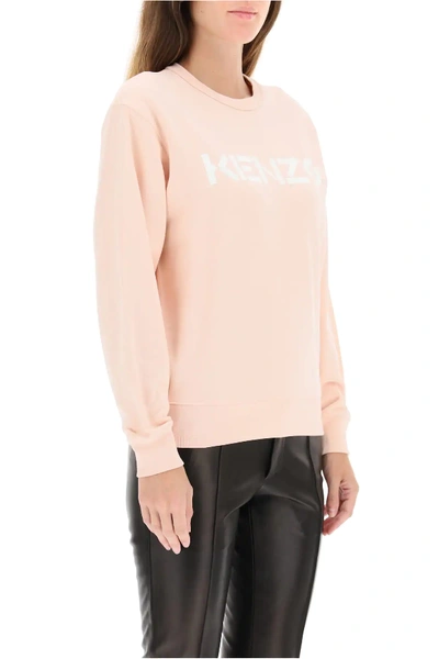 Shop Kenzo Logo Print Sweatshirt In Pink