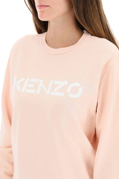 Shop Kenzo Logo Print Sweatshirt In Pink