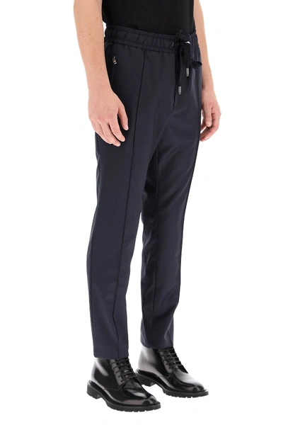 Shop Dolce & Gabbana Wool Jogger Pants In Blue