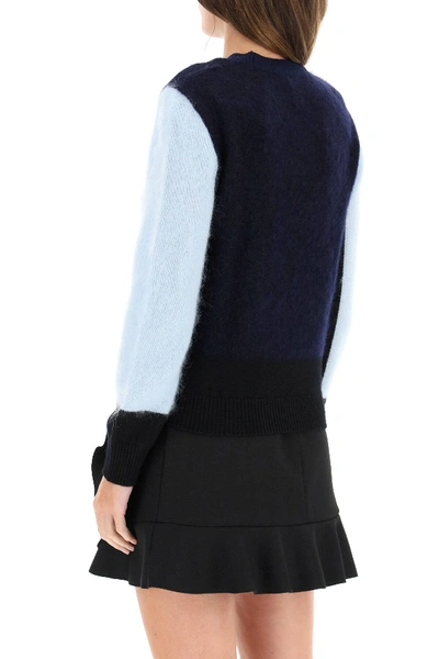 Shop Kenzo Colour-block Mohair Wool Sweater In Blue,light Blue